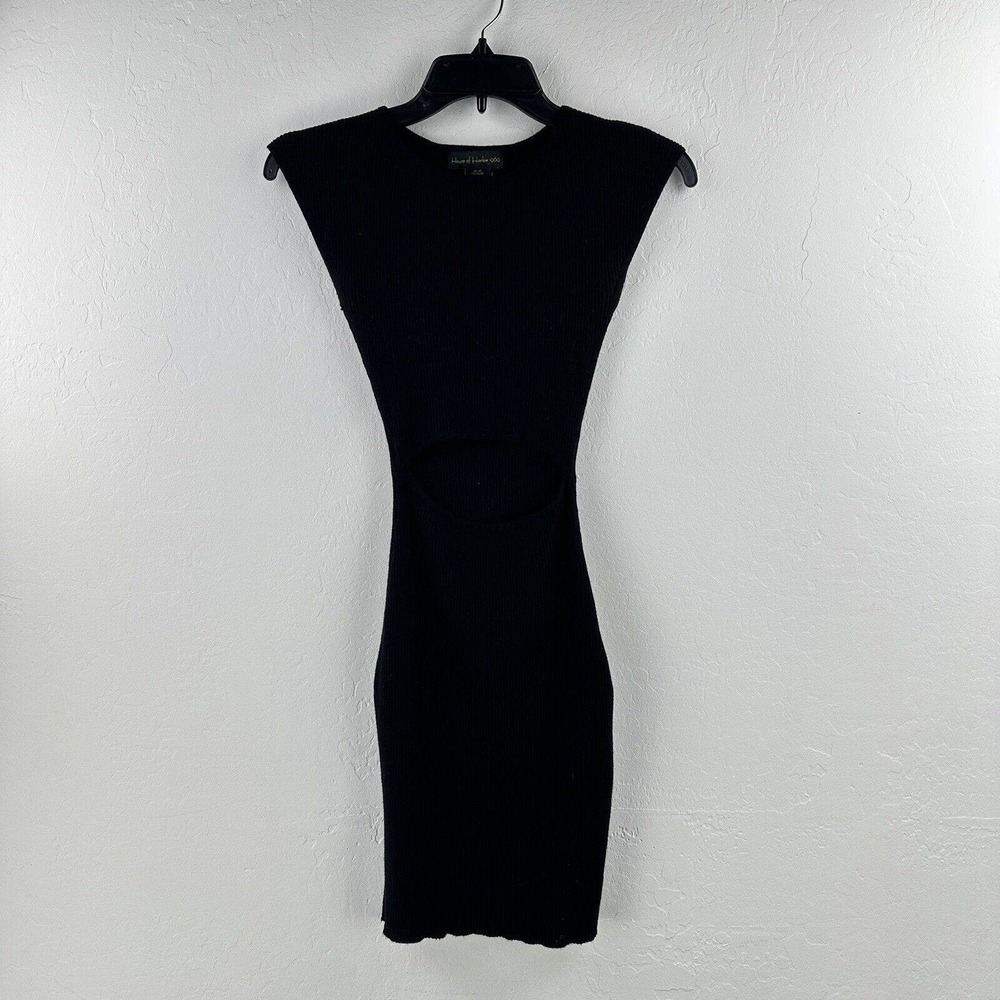 House Of Harlow 1960 Mini Dress Women’s‎ Black Front Cutout Ribbed Bodycon XS